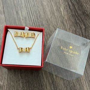 NWT boxed set of bow earrings and necklace from Kate Spade